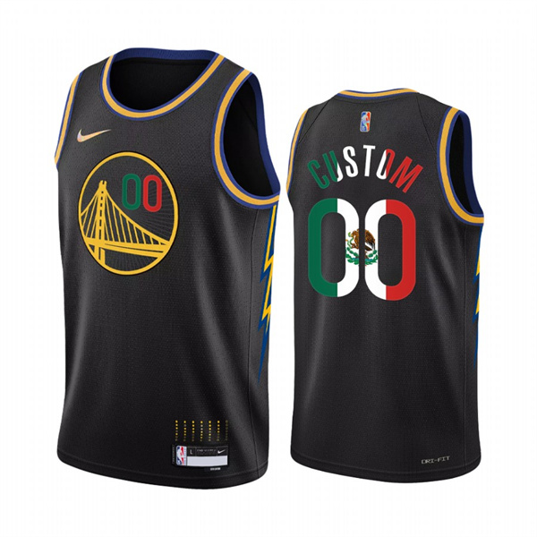Men's Golden State Warriors Active Player Custom 2022 Black Special Mexico City Edition Stitched Jersey